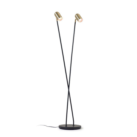 Clemence Stehlampe aus schwarzem Metall und goldfarbenen Lampenschirmen - ZEN ZONE Furniture
