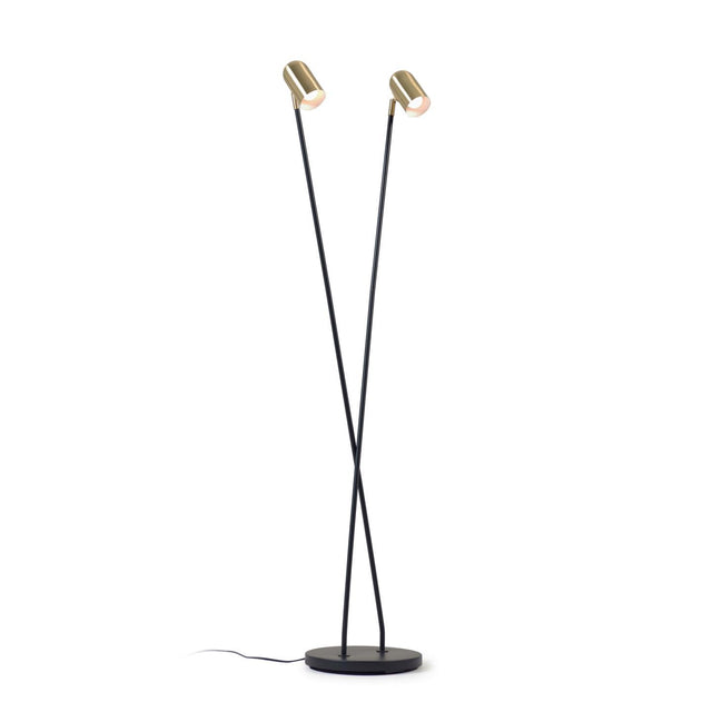 Clemence Stehlampe aus schwarzem Metall und goldfarbenen Lampenschirmen - ZEN ZONE Furniture