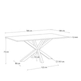 Argo Tisch 180 cm, Porzellan, schwarze Beine - ZEN ZONE Furniture