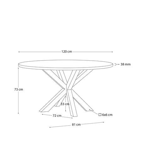 Argo runder Tisch mit Melamin natur und schwarzen Stahlbeinen Ø 119 cm - ZEN ZONE Furniture