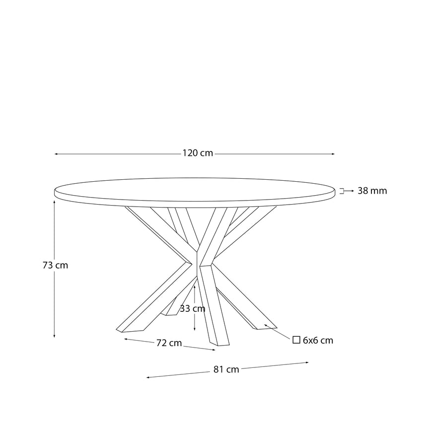 Argo runder Tisch mit schwarzer MDF-Platte und Stahlbeinen mit Holzeffekt Ø 119 cm - ZEN ZONE Furniture