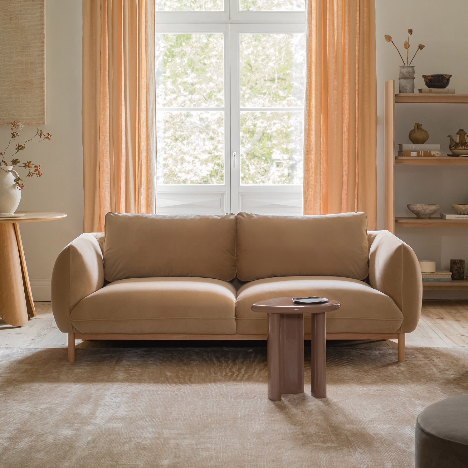Ada 3-Sitzer Sofa aus Samt oder Strukturstoff, 208x101 cm - ZEN ZONE Furniture