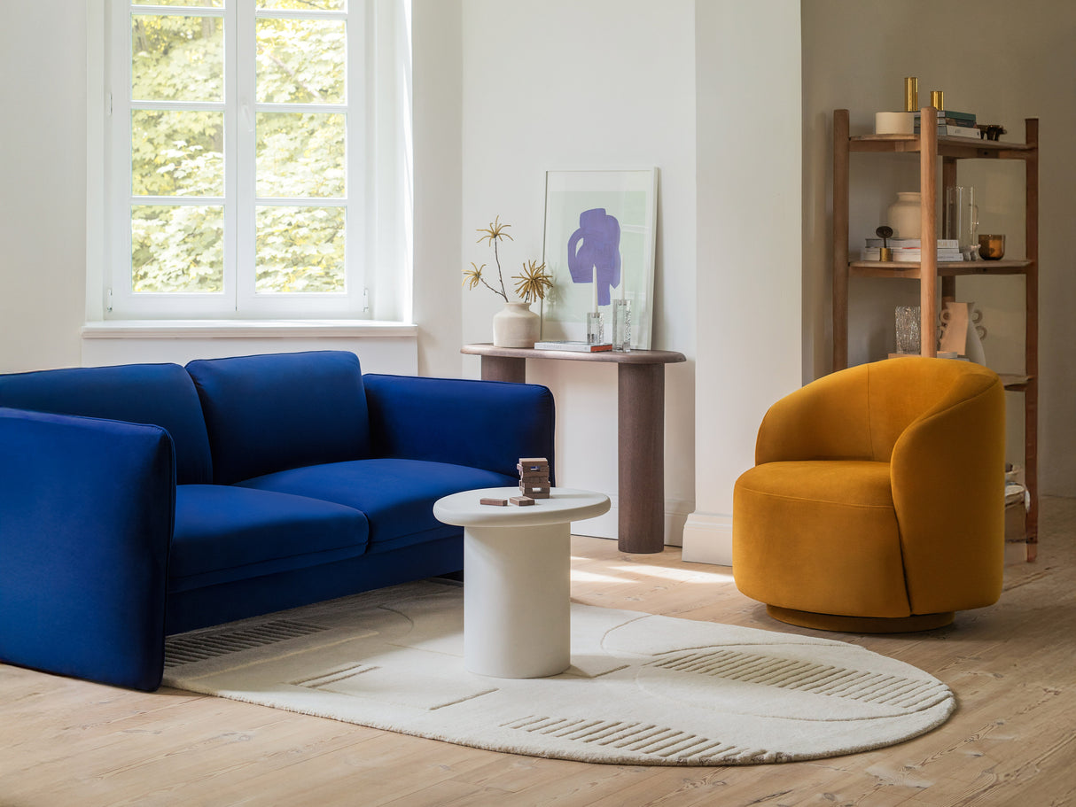 Georgia 2-seater sofa in velvet or chenille, 168x90 cm