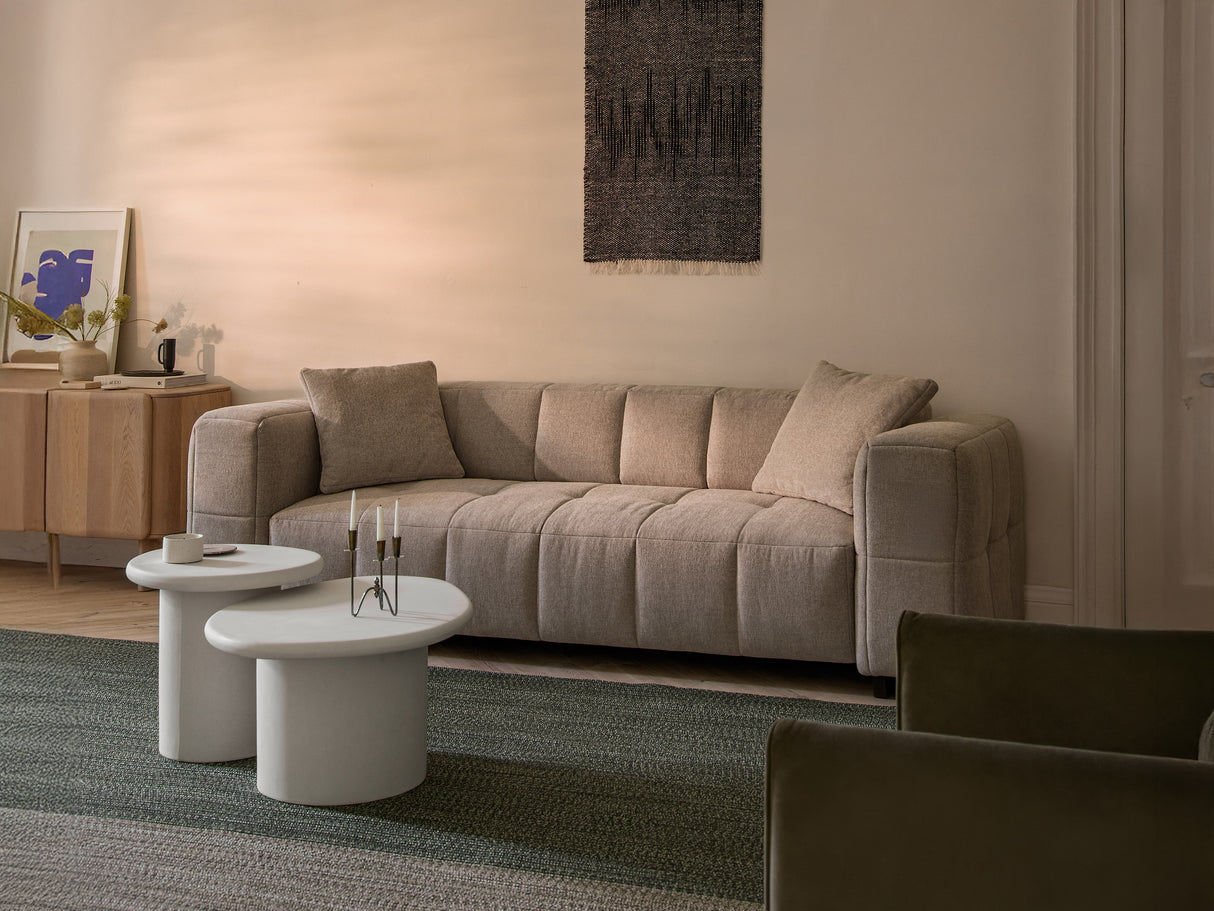 Puma 3-seater sofa with sleeping function in velvet or textured fabric, 260x92 cm