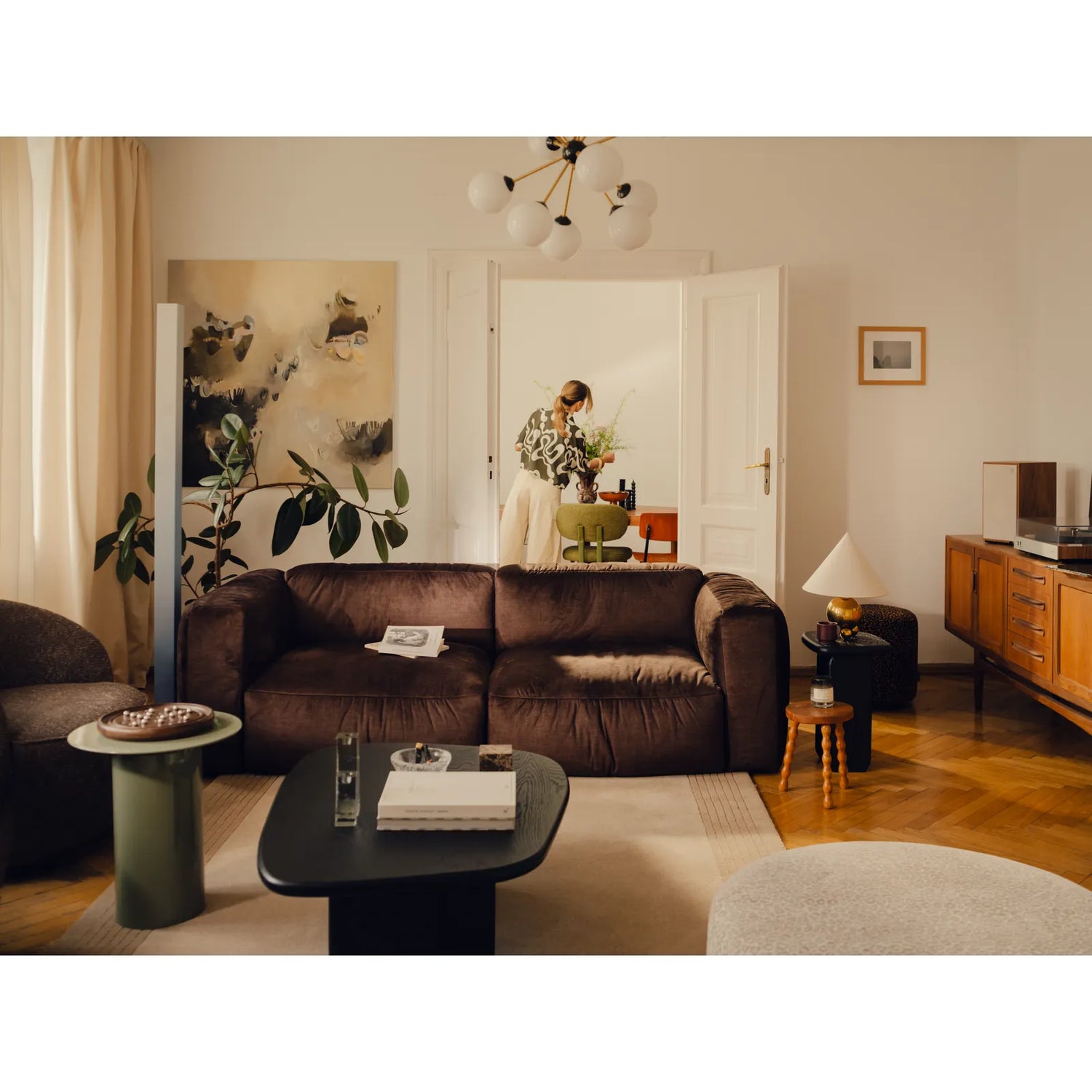 Martina Modulares Sofa Sitzelement, Sitztiefe 76 cm, aus Samt, Cord, Boucle oder Strukturstoff, 106x90 cm - ZEN ZONE Furniture