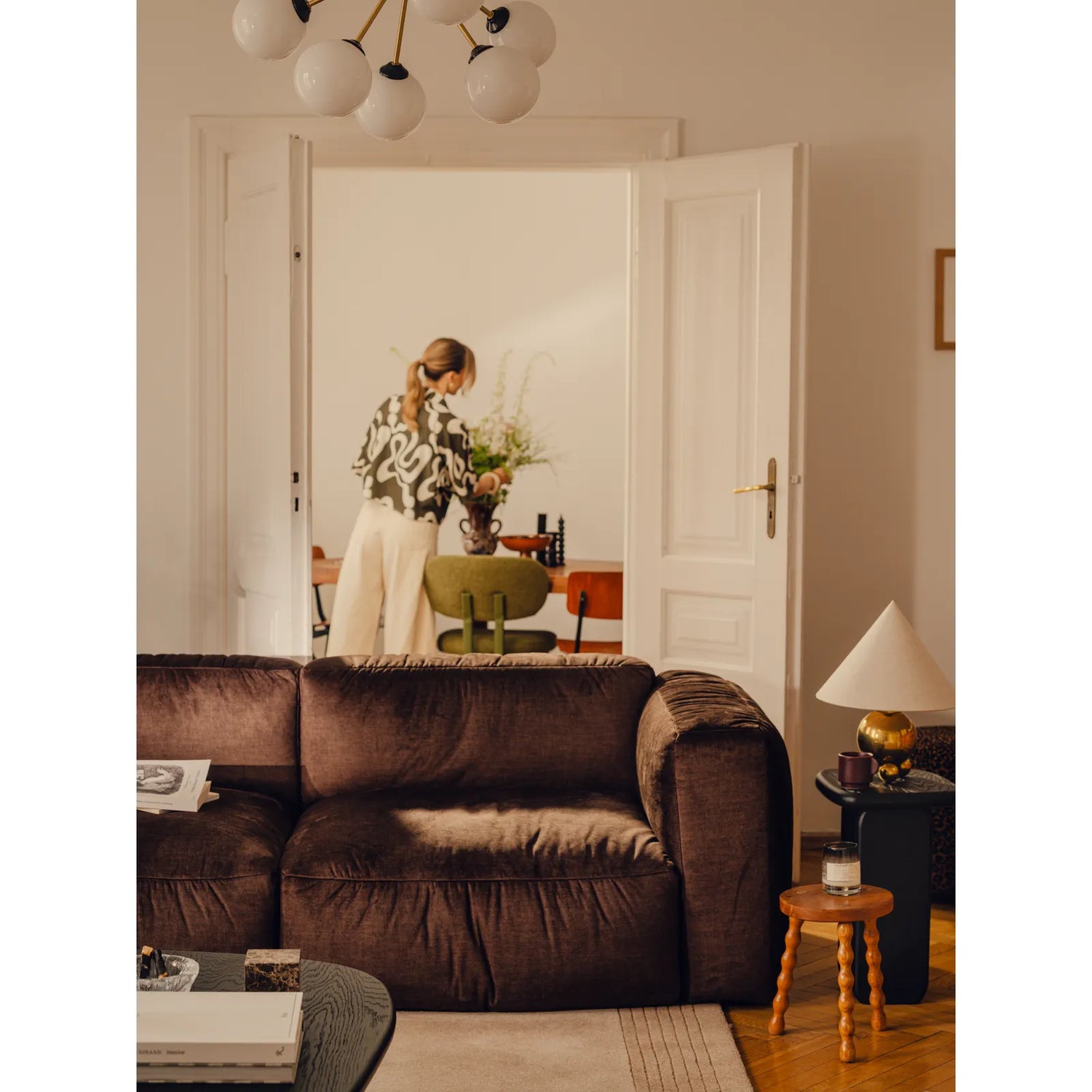 Martina Modulares Sofa Sitzelement, Rechte Seite, Sitztiefe 76 cm, aus Samt, Cord, Boucle oder Strukturstoff, 120x106 cm - ZEN ZONE Furniture