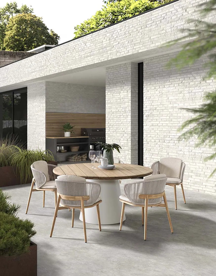 Gartentisch Apollo aus Teakholz und Aluminium in beige, 150x150x75 cm - ZEN ZONE Furniture