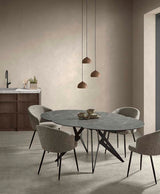 Ausziehbarer Tisch BOLETA Keramik Stein, anthrazit Metallbeine 130-200 cm - ZEN ZONE Furniture