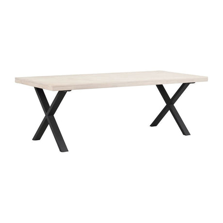 BROOKLYN Esstisch Weiß pigmentiert/Schwarz X-Beine 220x95x75cm - ZEN ZONE