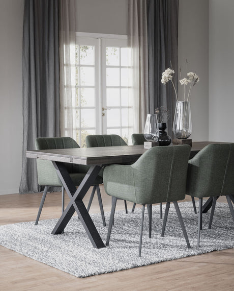 BROOKLYN Esstisch Dunkelbraun/Schwarz X-Beine 170x95x75cm - ZEN ZONE