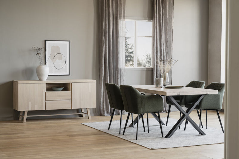 BROOKLYN Esstisch Weiß pigmentiert/Schwarz X-Beine 170x95x75cm - ZEN ZONE