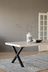 BROOKLYN Esstisch Weiß pigmentiert/Schwarz X-Beine 220x95x75cm - ZEN ZONE