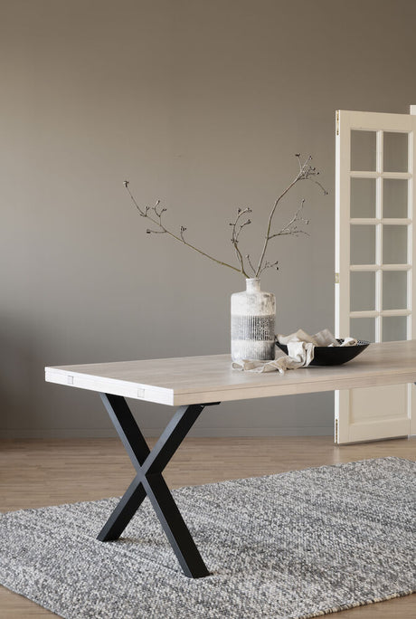 BROOKLYN Esstisch Weiß pigmentiert/Schwarz X-Beine 220x95x75cm - ZEN ZONE