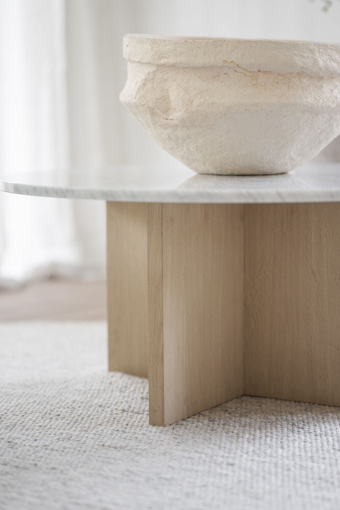 BROOKSVILLE Couchtisch Rund Marmor Weiß/weiß pigmentiert 90x90x42cm - ZEN ZONE Furniture