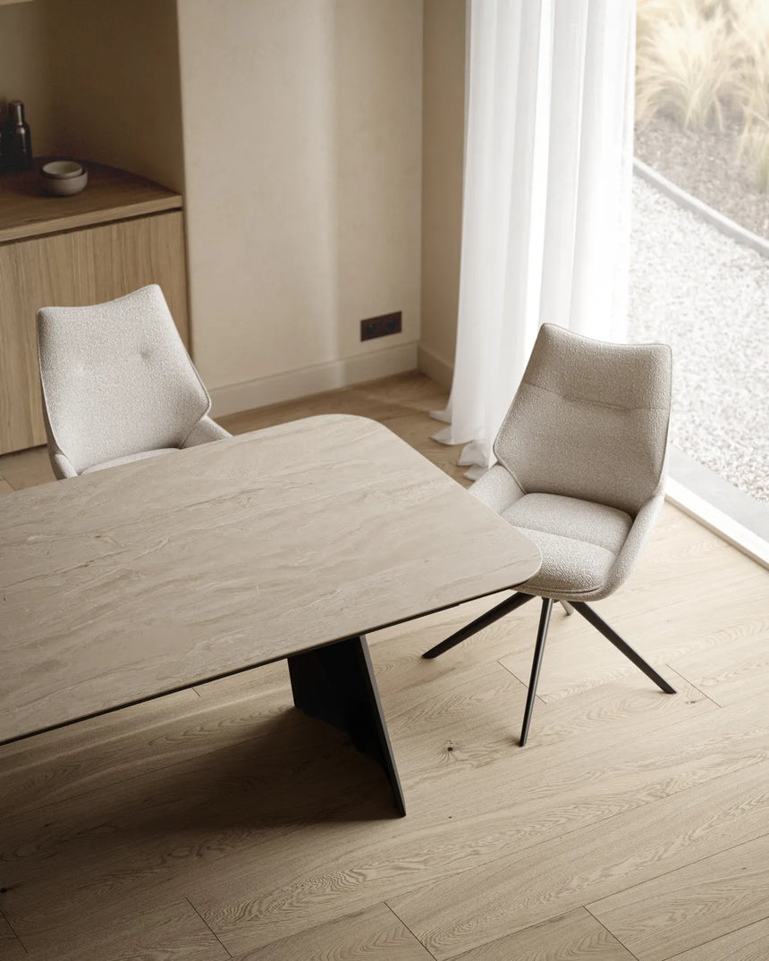 CECILIA drehbarer Stuhl Natur, Beine aus Metall in anthrazit - ZEN ZONE Furniture