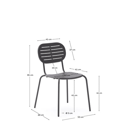 Stapelbarer Outdoor-Stuhl Brai aus verzinktem Stahl in Dunkelgrau - ZEN ZONE Furniture