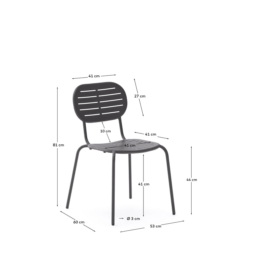 Stapelbarer Outdoor-Stuhl Brai aus verzinktem Stahl in Dunkelgrau - ZEN ZONE Furniture