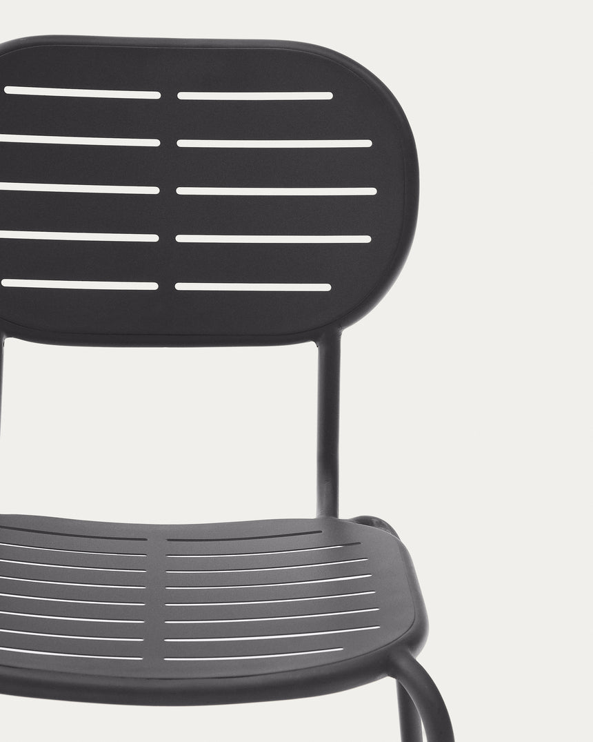 Stapelbarer Outdoor-Stuhl Brai aus verzinktem Stahl in Dunkelgrau - ZEN ZONE Furniture