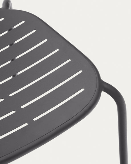 Stapelbarer Outdoor-Stuhl Brai aus verzinktem Stahl in Dunkelgrau - ZEN ZONE Furniture