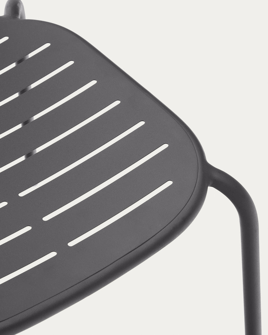 Stapelbarer Outdoor-Stuhl Brai aus verzinktem Stahl in Dunkelgrau - ZEN ZONE Furniture