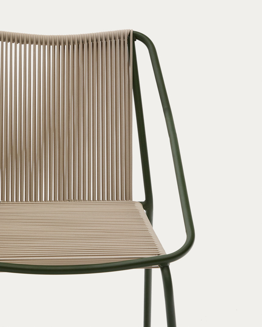 Outdoor-Stuhl Zivia aus écrufarbenem Seil und grün verzinktem Stahl - ZEN ZONE Furniture