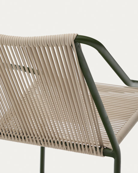 Outdoor-Stuhl Zivia aus écrufarbenem Seil und grün verzinktem Stahl - ZEN ZONE Furniture