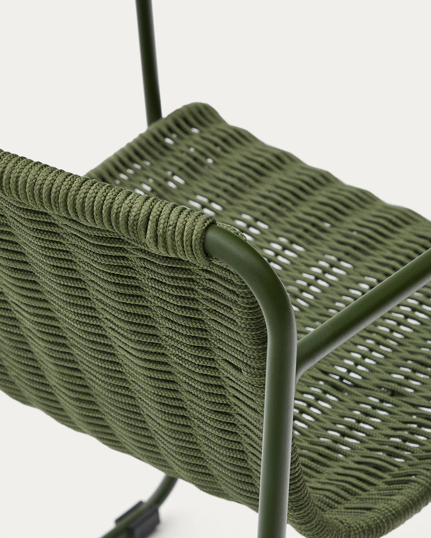 Stuhl Maurina aus grün verzinktem Stahl mit grünem Seil - ZEN ZONE Furniture