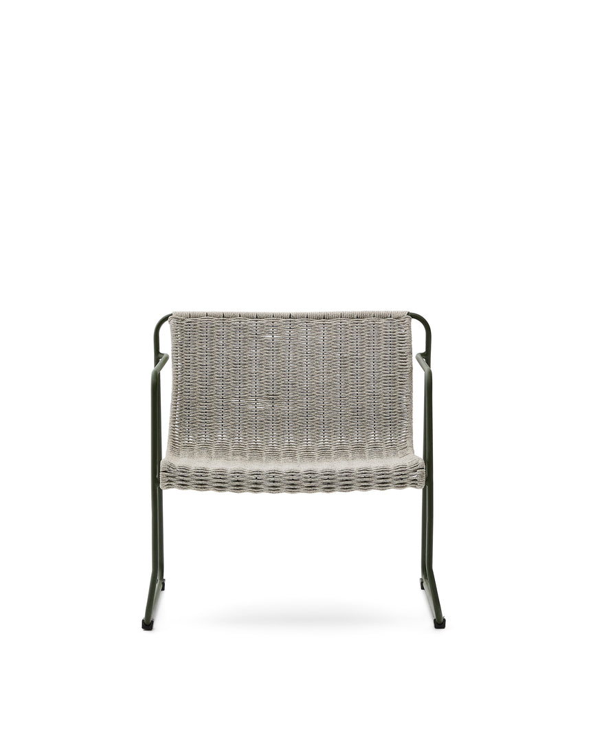 Sessel Maurina aus grün verzinktem Stahl mit écrufarbenem und grauem Seil - ZEN ZONE Furniture