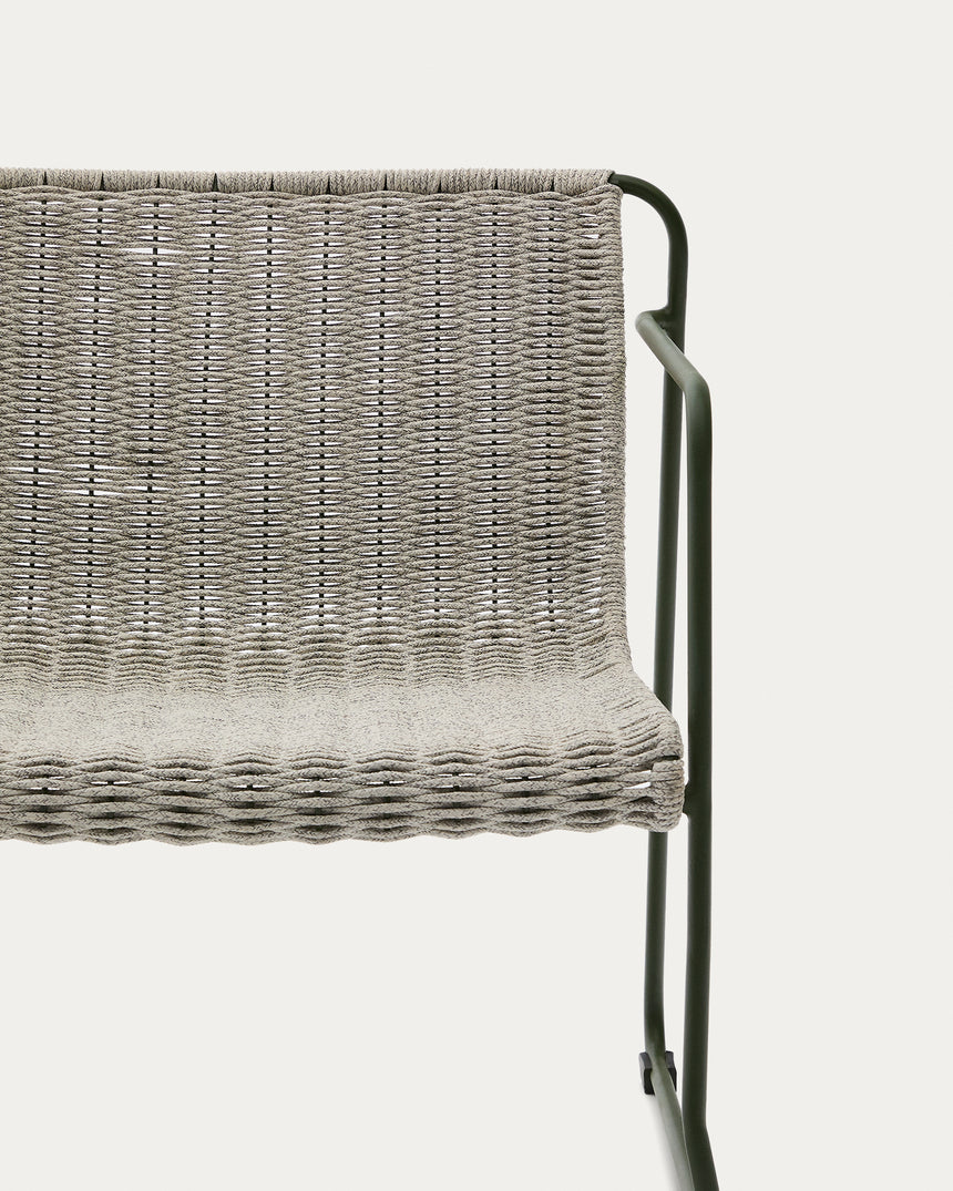 Sessel Maurina aus grün verzinktem Stahl mit écrufarbenem und grauem Seil - ZEN ZONE Furniture