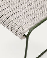 Fußablage Maurina aus grün verzinktem Stahl mit écrufarbenem und grauem Seil 58 x 52,5 cm - ZEN ZONE Furniture