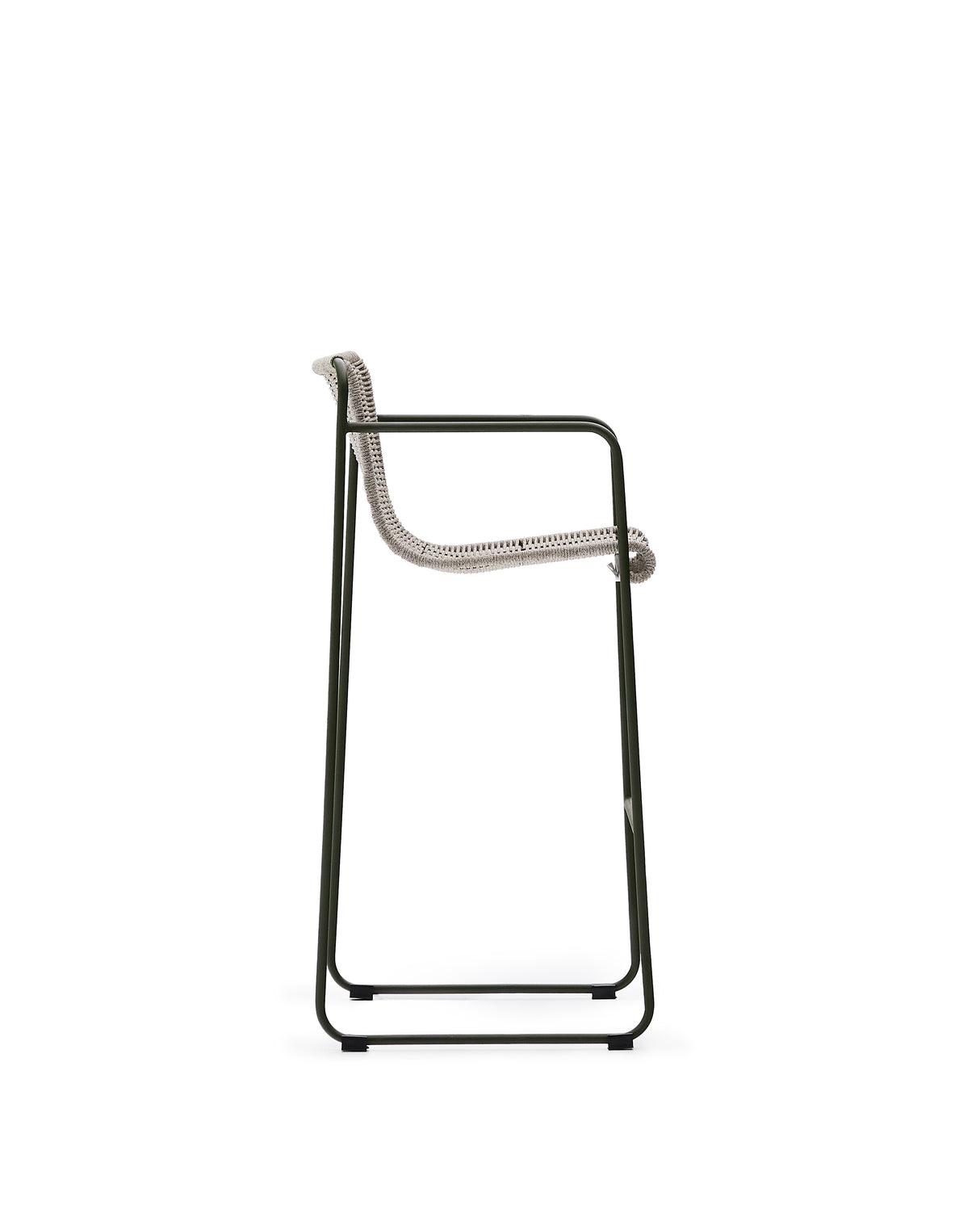 Hocker Maurina aus grün verzinktem Stahl mit écrufarbenem und grauem Seil 74,5 cm - ZEN ZONE Furniture
