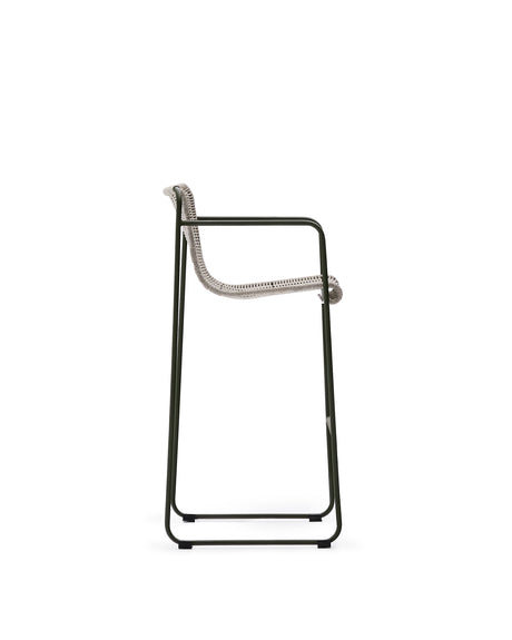 Hocker Maurina aus grün verzinktem Stahl mit écrufarbenem und grauem Seil 74,5 cm - ZEN ZONE Furniture