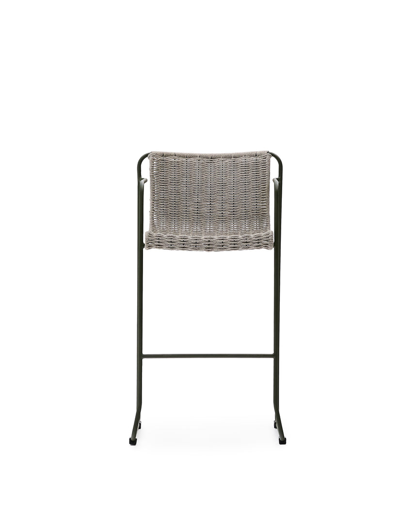 Hocker Maurina aus grün verzinktem Stahl mit écrufarbenem und grauem Seil 74,5 cm - ZEN ZONE Furniture