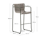 Hocker Maurina aus grün verzinktem Stahl mit écrufarbenem und grauem Seil 74,5 cm - ZEN ZONE Furniture