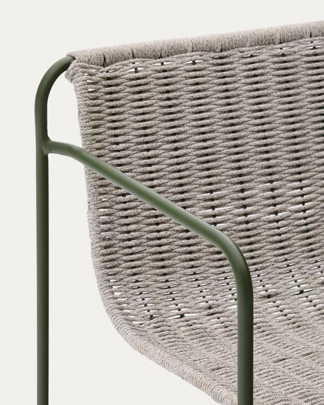 Hocker Maurina aus grün verzinktem Stahl mit écrufarbenem und grauem Seil 74,5 cm - ZEN ZONE Furniture