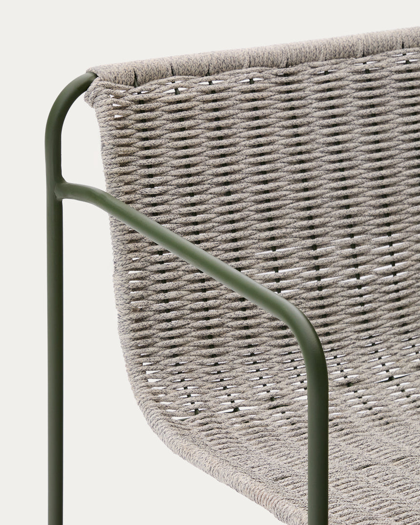 Hocker Maurina aus grün verzinktem Stahl mit écrufarbenem und grauem Seil 74,5 cm - ZEN ZONE Furniture