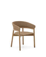Stuhl Arinella aus massivem Akazienholz mit Finish in natürlichem Farbton und beigem Seil FSC 100%