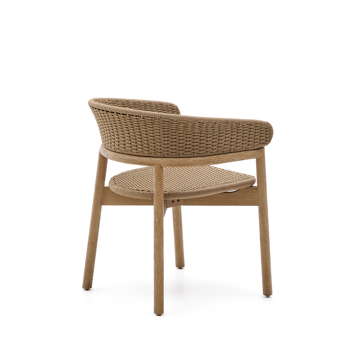 Stuhl Arinella aus massivem Akazienholz mit Finish in natürlichem Farbton und beigem Seil FSC 100%