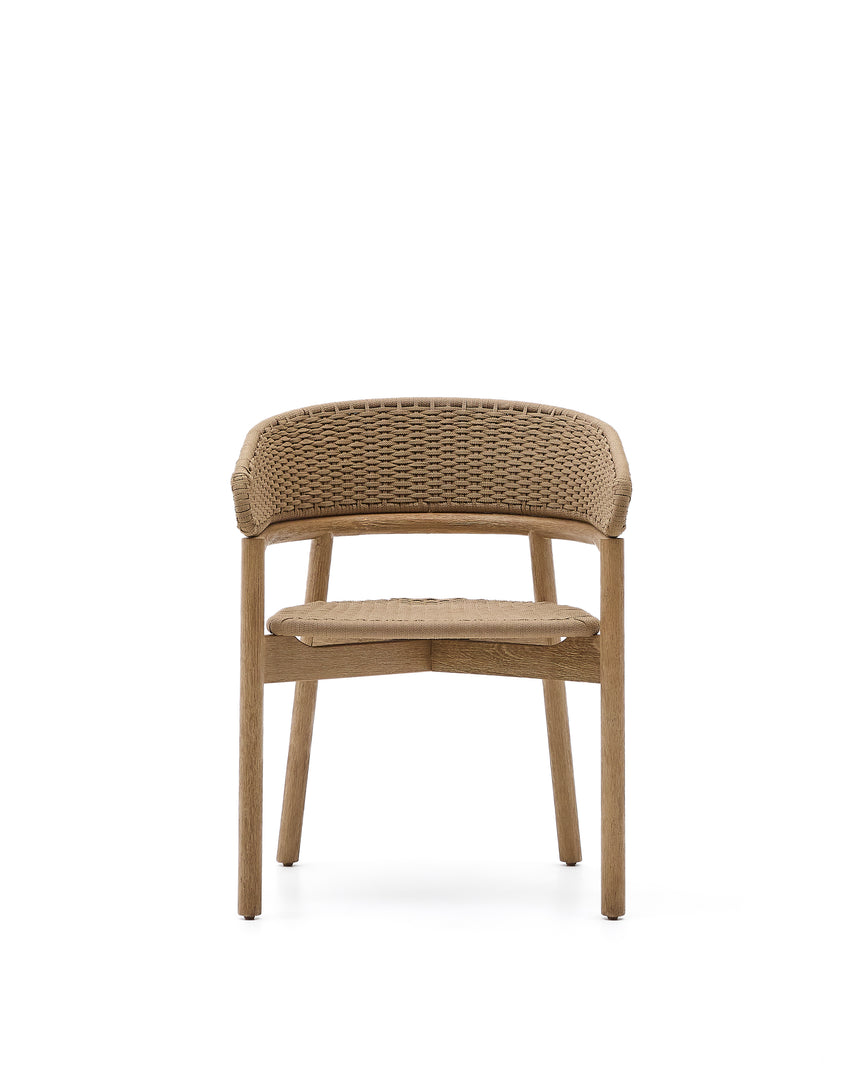 Stuhl Arinella aus massivem Akazienholz mit Finish in natürlichem Farbton und beigem Seil FSC 100% - ZEN ZONE Furniture