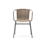 Stapelbarer Stuhl Eltiera aus synthetischem Rattan mit Struktur und Armlehnen aus schwarzem Stahl - ZEN ZONE Furniture