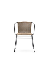 Stapelbarer Stuhl Eltiera aus synthetischem Rattan mit Struktur und Armlehnen aus schwarzem Stahl - ZEN ZONE Furniture