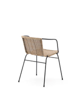Stapelbarer Stuhl Eltiera aus synthetischem Rattan mit Struktur und Armlehnen aus schwarzem Stahl - ZEN ZONE Furniture