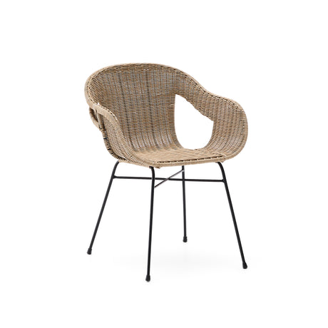 Stapelbarer Stuhl Eltiera aus synthetischem Rattan und schwarzem Stahlgestell - ZEN ZONE Furniture