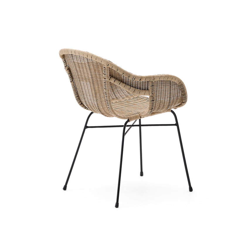 Stapelbarer Stuhl Eltiera aus synthetischem Rattan und schwarzem Stahlgestell - ZEN ZONE Furniture