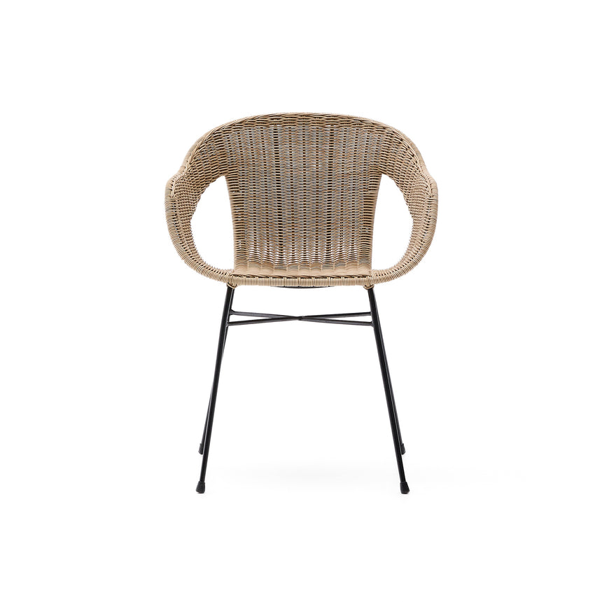 Stapelbarer Stuhl Eltiera aus synthetischem Rattan und schwarzem Stahlgestell - ZEN ZONE Furniture