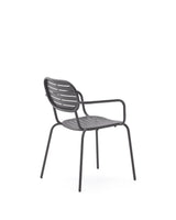 Stapelbarer Outdoor-Stuhl mit Armlehnen Brai aus verzinktem Stahl in Dunkelgrau - ZEN ZONE Furniture
