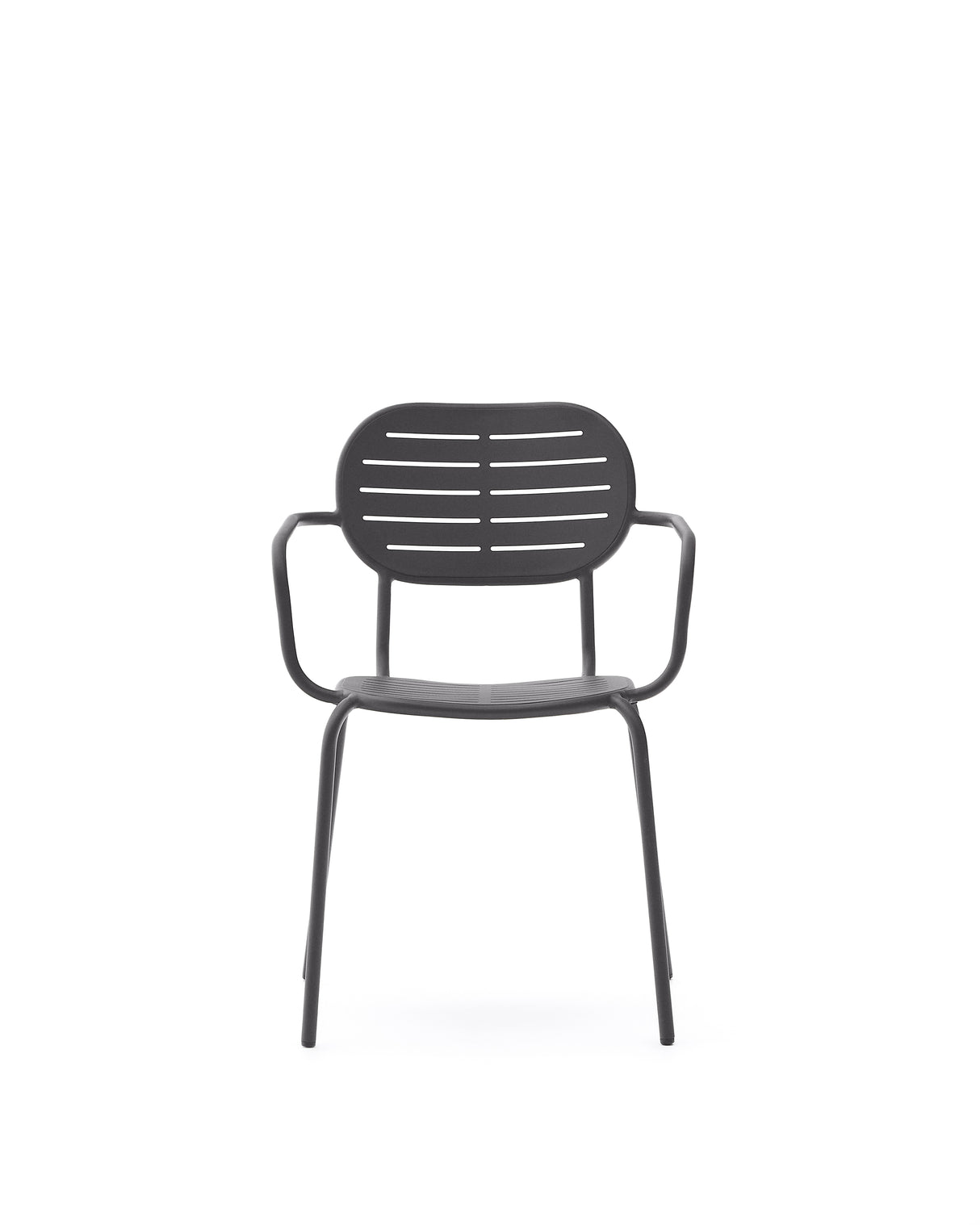 Stapelbarer Outdoor-Stuhl mit Armlehnen Brai aus verzinktem Stahl in Dunkelgrau - ZEN ZONE Furniture