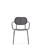 Stapelbarer Outdoor-Stuhl mit Armlehnen Brai aus verzinktem Stahl in Dunkelgrau - ZEN ZONE Furniture