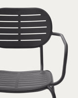 Stapelbarer Outdoor-Stuhl mit Armlehnen Brai aus verzinktem Stahl in Dunkelgrau - ZEN ZONE Furniture