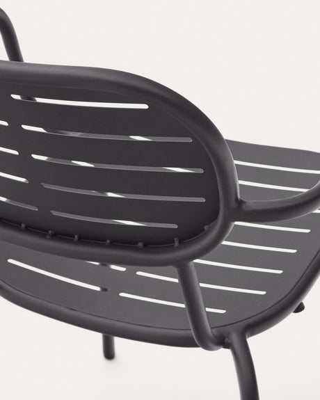 Stapelbarer Outdoor-Stuhl mit Armlehnen Brai aus verzinktem Stahl in Dunkelgrau - ZEN ZONE Furniture